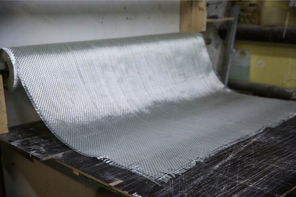 silver fiberglass mat on a roll