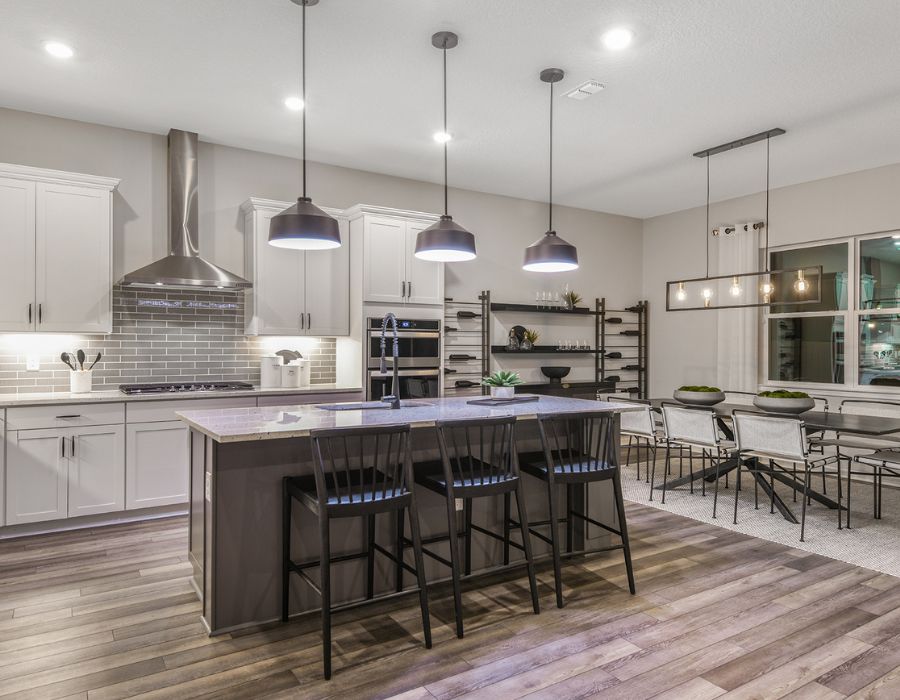 sophisticated kitchen and dining space showcasing exquisite design