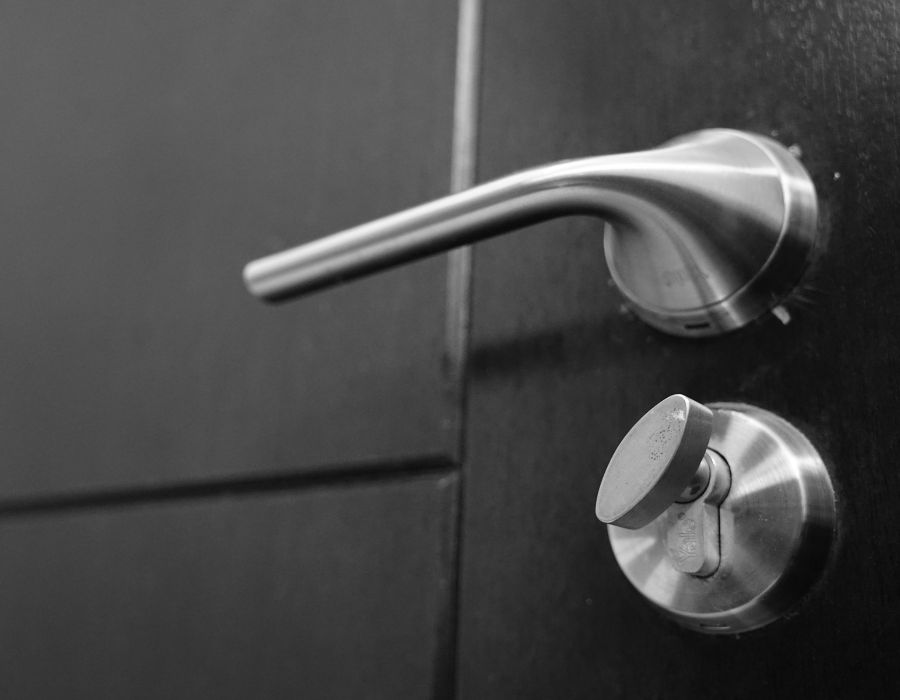 brushed nickel bathroom door set