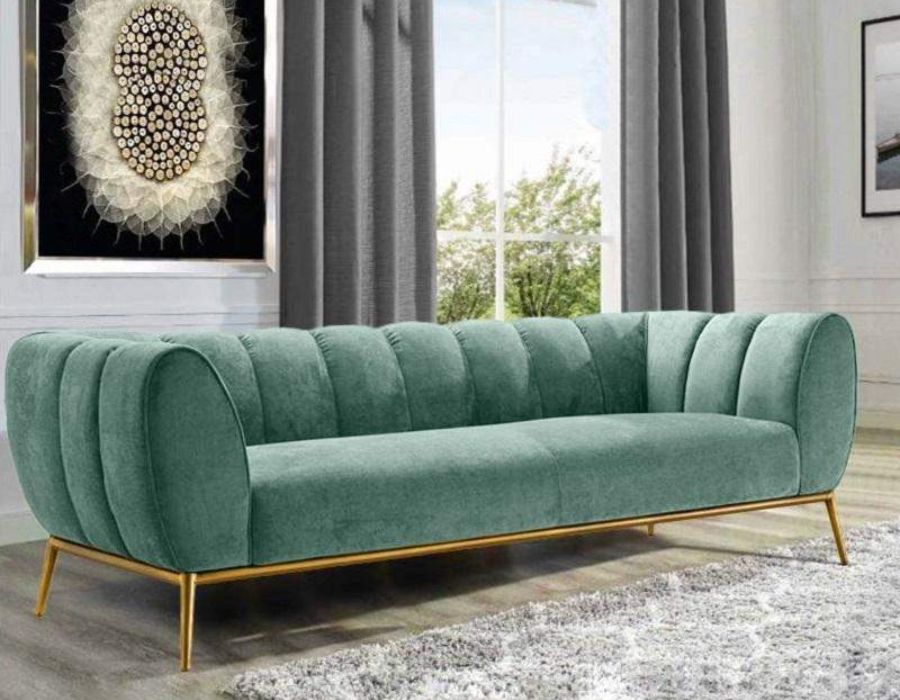 modern velvet 3-seater sofa