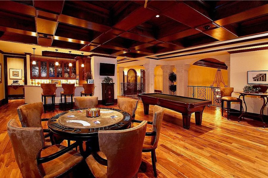 round card game table in 1900s home