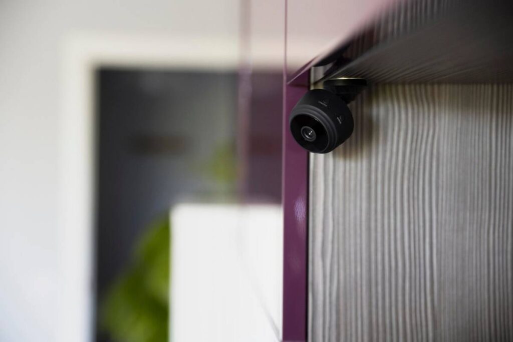 house security camera in corner