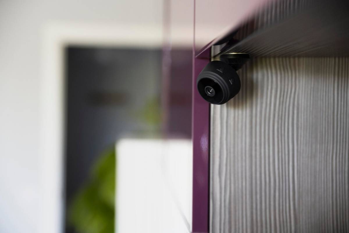 house security camera in corner