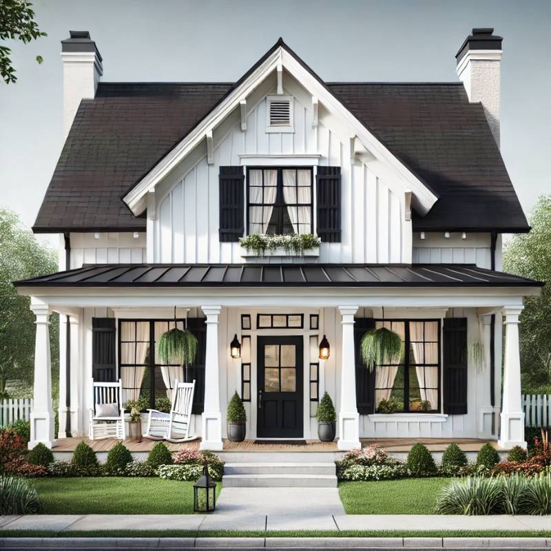 black and white Southern-style house