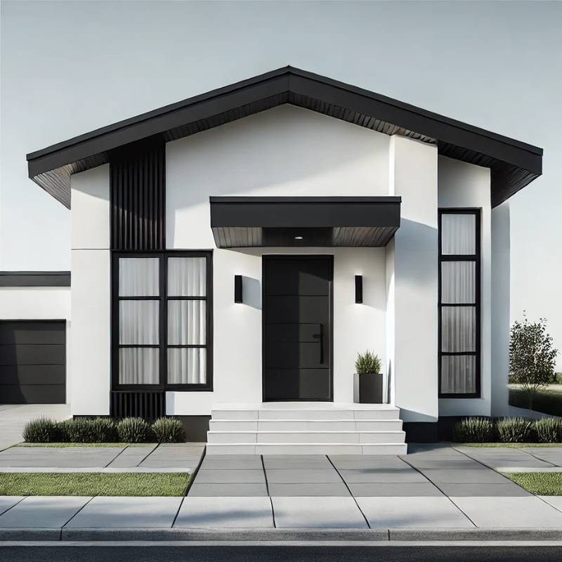 white house with sharp black trim