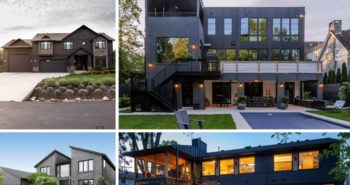 charcoal grey houses with black trim